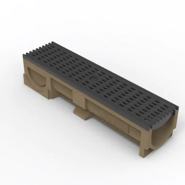 Standard NW100 0.5m mit Compound Entwässerungsrinne - WIPOTON Standard NW 100 mit Design Längsstabrost | schwarz