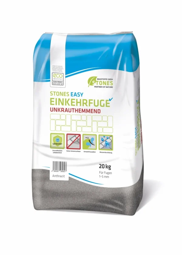 Fugensand Pflastersteine Unkrautfrei Stones Easy Einkehrsand Anthrazit 20kg Sack