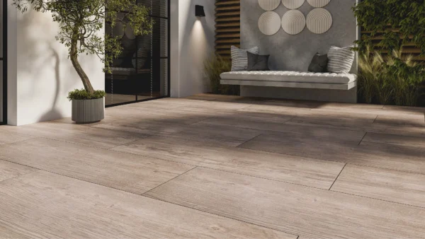 Keramik-Terrassenplatte Holzoptik Hell | Woodlook Ronco Light | 40x120x3cm