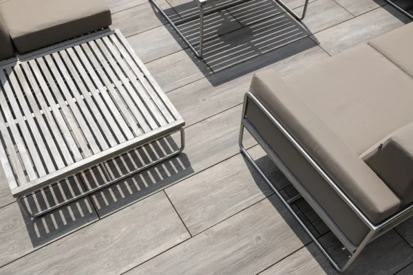 Keramik-Terrassenplatte Grau-Gekalkt "Woodlook" | 30x120x2cm