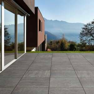 Keramik-Verbundplatten 60x60cm, grau, Terrasse mit Ausblick